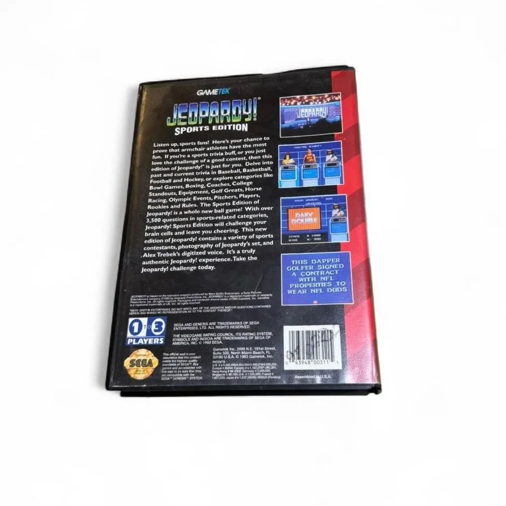VTG SEGA Genesis Jeopardy Sports Edition Game 1993 Untested